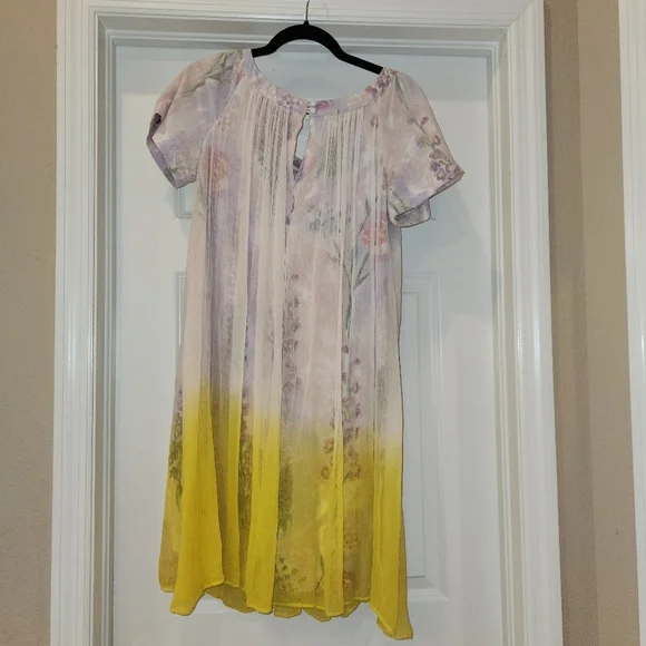 HD In Paris For Anthropology Floral Short Sleeve Dress Size 4 - Picture 2 of 7